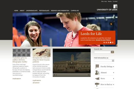 Nổi bật với 30 website của các trường Đại Học University of Leeds