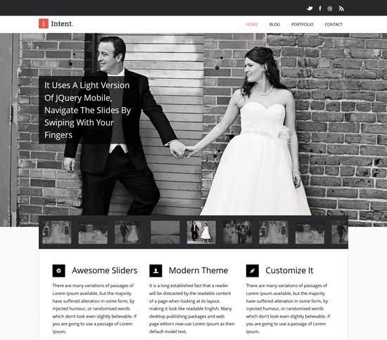Miển phí tải về 15 mẫu website Responsive cực kỳ hấp dẫn Intent Flat Responsive Wedding web template