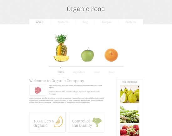 free html5 css3 templates Organic Food