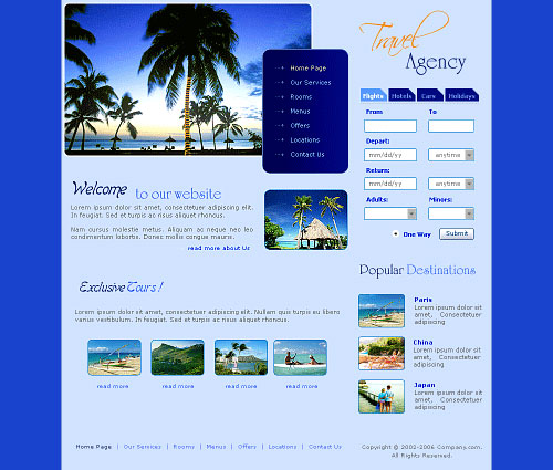 free travel agency website template