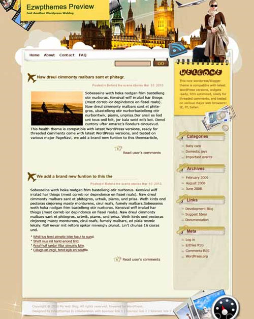 free travel themed wordpress template