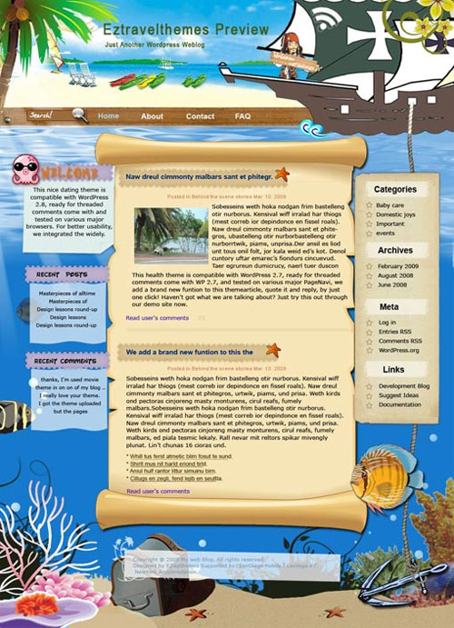 free wordpress travel website theme-pirate of the Caribbean inspired