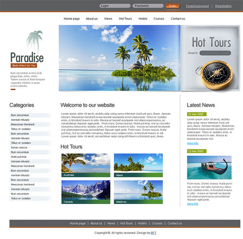 CSS travel website template