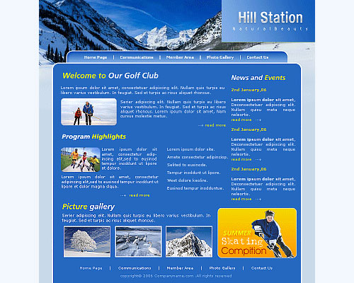 ski travel website template
