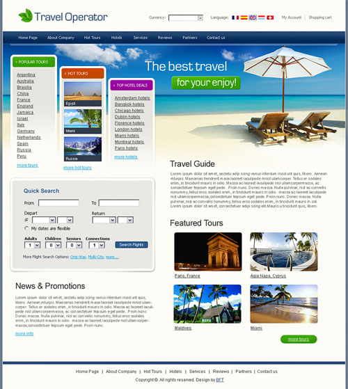 travel operator website template
