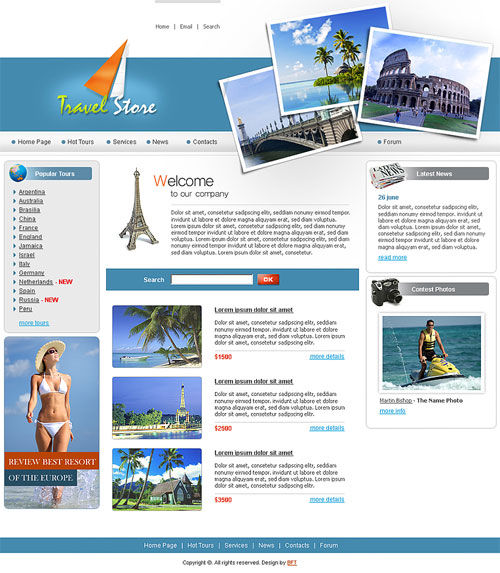 free travel ecommerce website templates
