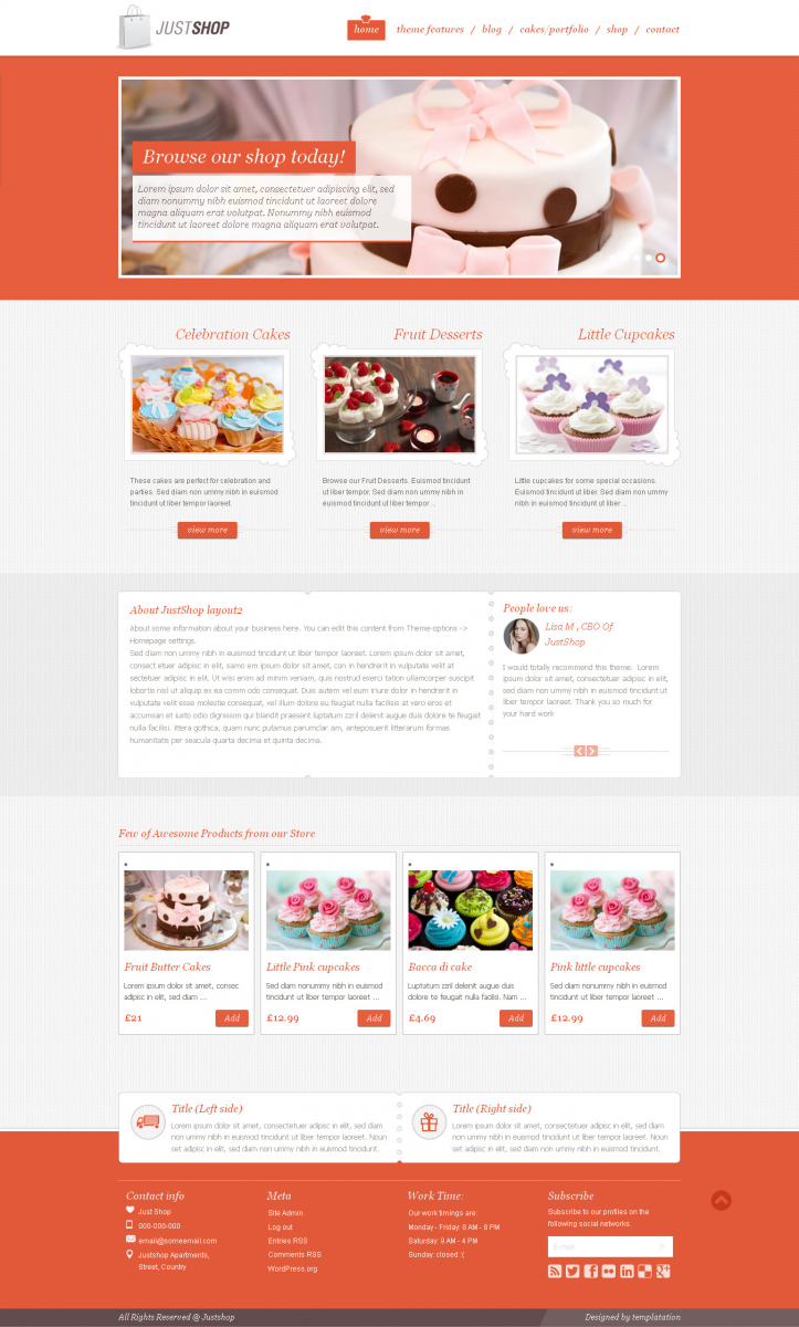 Bộ sưu tập 50 thiết kế website nhà hàng đẹp mắt (P2) JustShop WordPress Theme