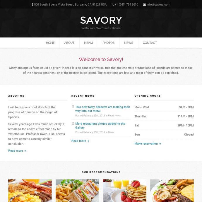 Bộ sưu tập 50 thiết kế website nhà hàng đẹp mắt (P2) Savory WordPress Theme