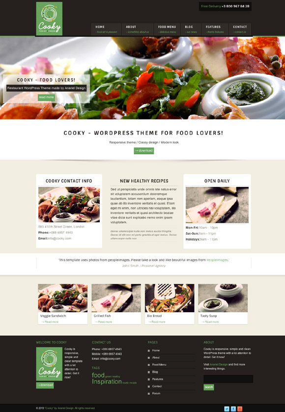 Bộ sưu tập 50 thiết kế website nhà hàng đẹp mắt (P2) Cooky WordPress Theme