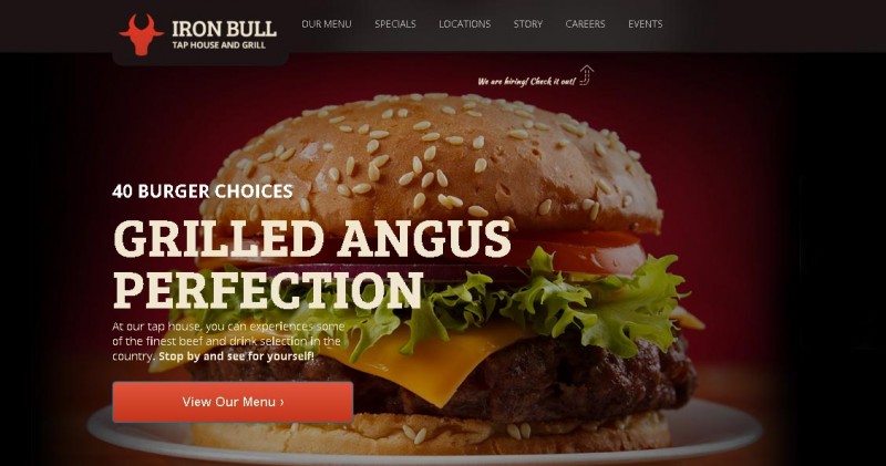 Bộ sưu tập 50 thiết kế website nhà hàng đẹp mắt (P2) Iron Bull WordPress Theme