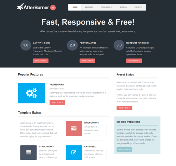 Templetes miễn phí cho Joomla - RT Afterburner 2