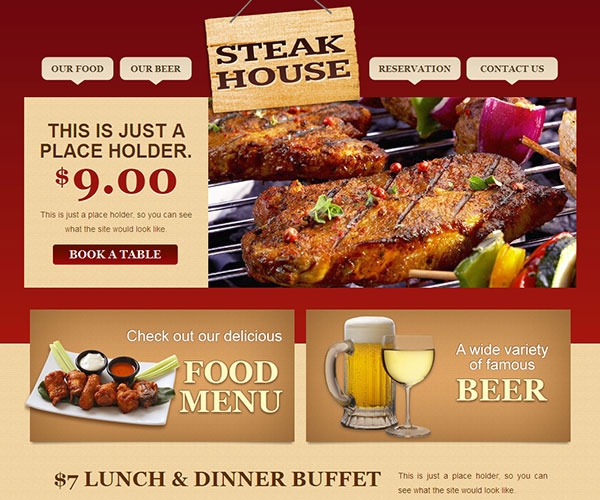 Giao diện thiết kế web nhà hàng - Steak House 