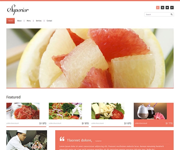 Giao diện thiết kế web nhà hàng - Superior 