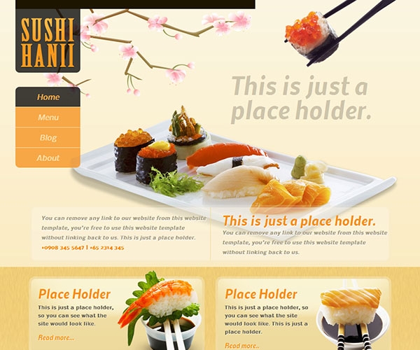 Giao diện thiết kế web nhà hàng - Sushi Hanii 
