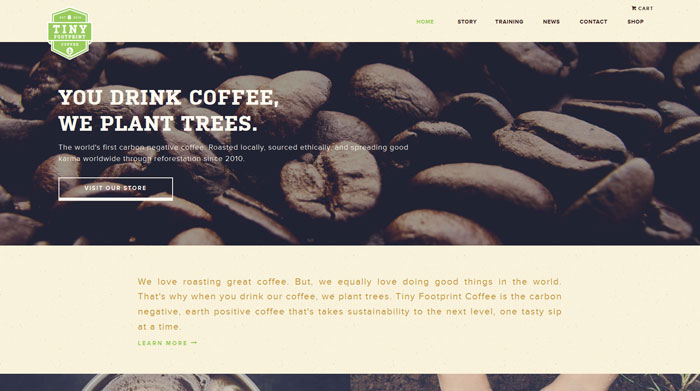 tinyfootprintcoffee.com site design