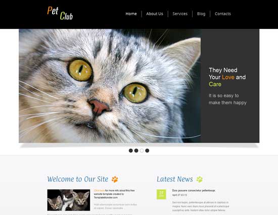 free html5 css3 templates Animals Pet Club