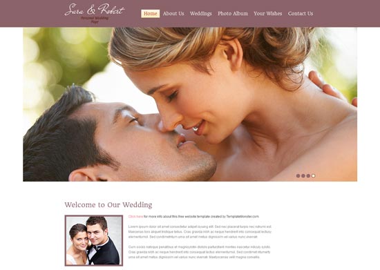 free html5 css3 templates Wedding Site
