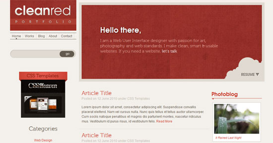 Website Template - Clean Red
