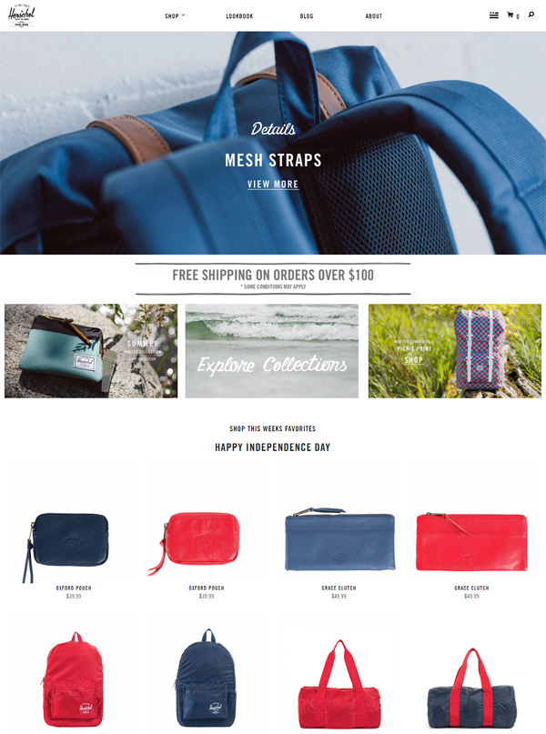 Sành điệu với 26 thiết kế website cửa hàng thời trang online Hershel