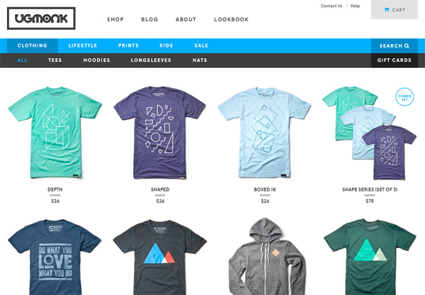 Sành điệu với 26 thiết kế website cửa hàng thời trang online Ugmonk