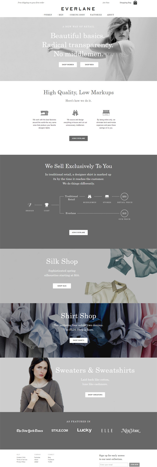 Sành điệu với 26 thiết kế website cửa hàng thời trang online Everlane