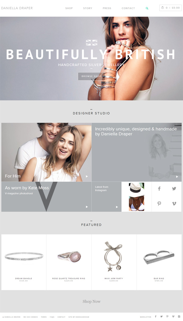 Sành điệu với 26 thiết kế website cửa hàng thời trang online Daniella Draper