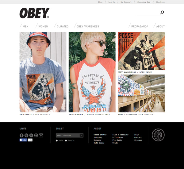 Sành điệu với 26 thiết kế website cửa hàng thời trang online OBEY CLOTHING