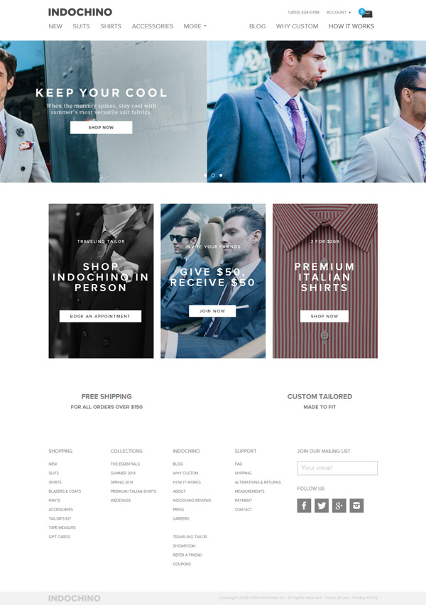 Sành điệu với 26 thiết kế website cửa hàng thời trang online Indochino