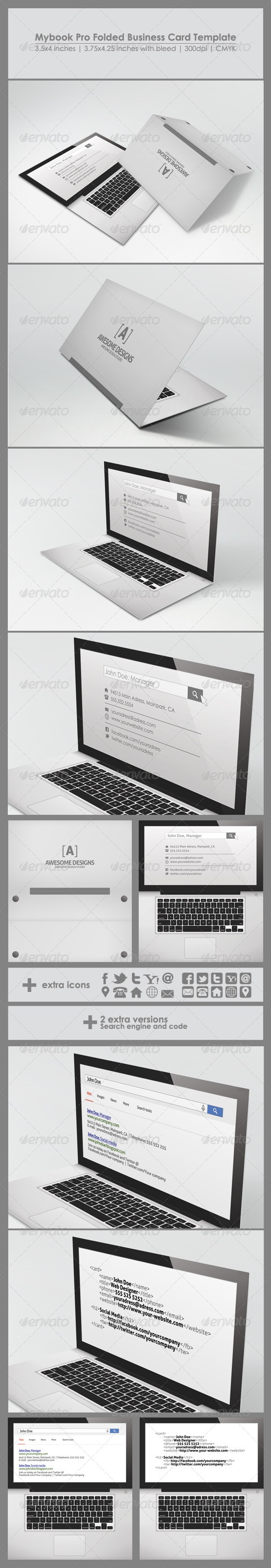 Tải về 60 mẫu Business Card miễn phí và cao cấp (P2) Mybook Pro Folded Business Card