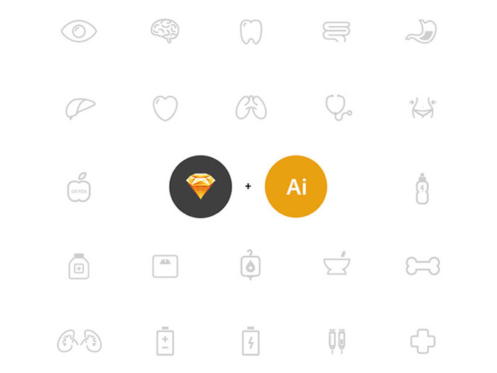 25 health icons – AI + Sketch