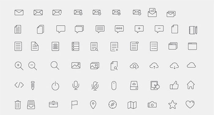 300 simple line icons