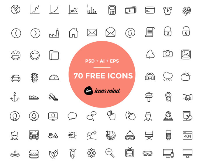 70 free PSD icons by iconsmind