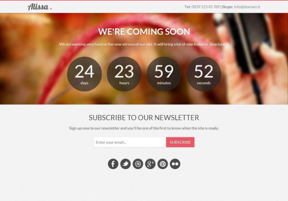 Alissa - Responsive Coming Soon Template