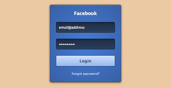 facebook login form