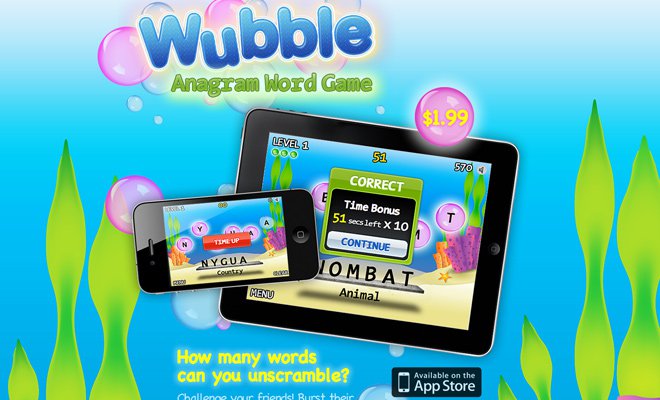 wubble game ios app landing page