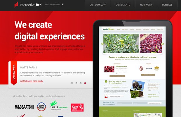 interactive red website layout design