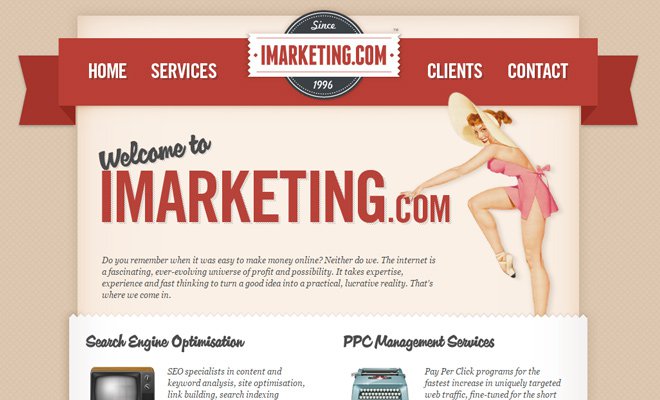 imarketing agency 1996 layout retro