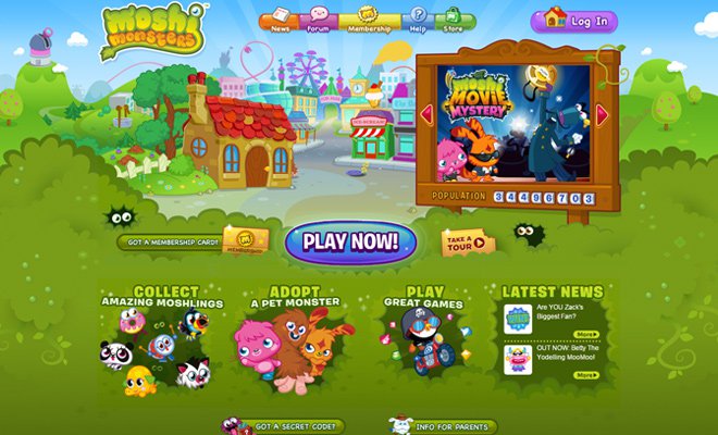moshi monsters green vector website homepage layout