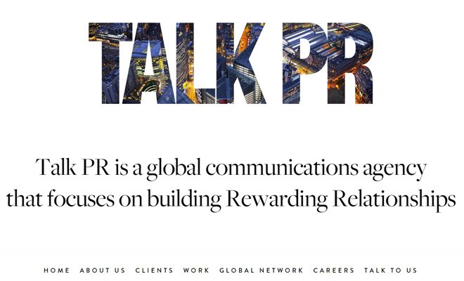 talk pr website agency layout inspiration