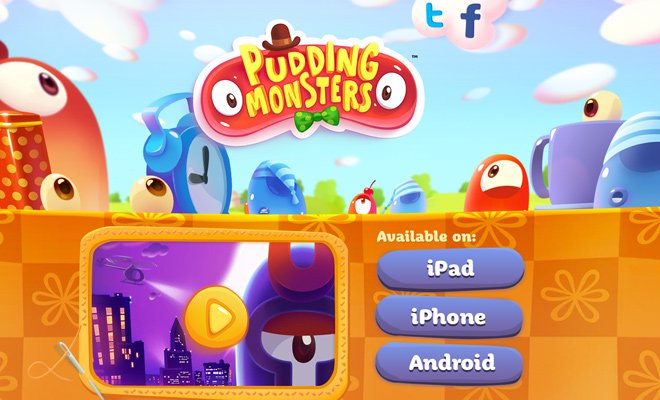 pudding monsters homepage vector artwork design