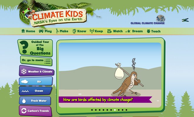 nasa climate kids green colorful homepage