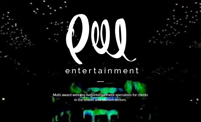peel entertainment website dark layout