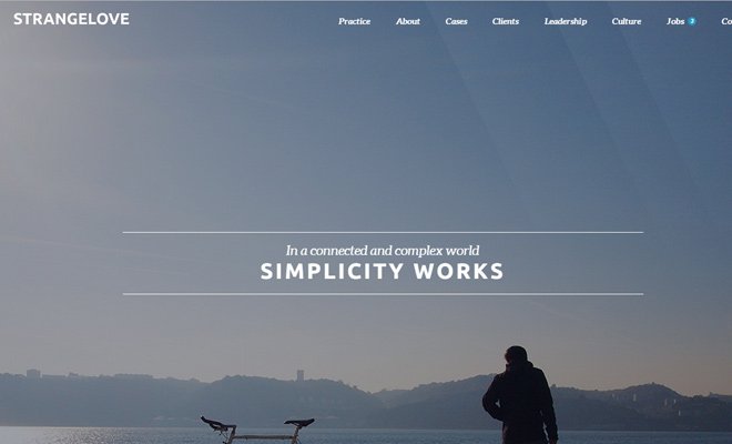 strangelove digital agency homepage layout