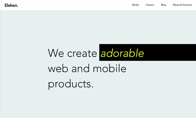 eleken simple minimalist agency website