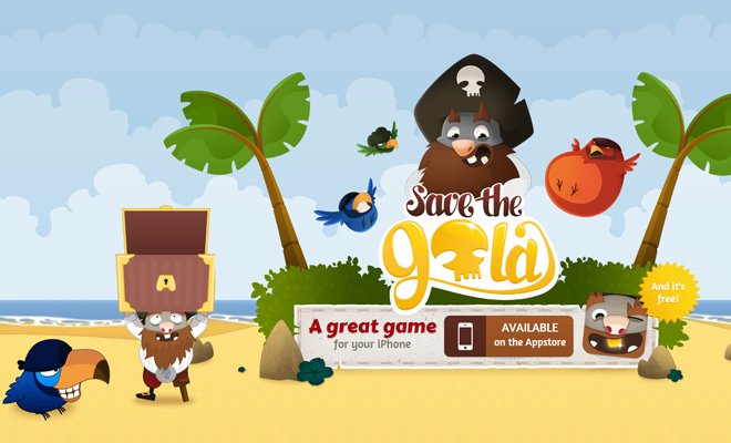 save the gold iphone game landing page vector artwork