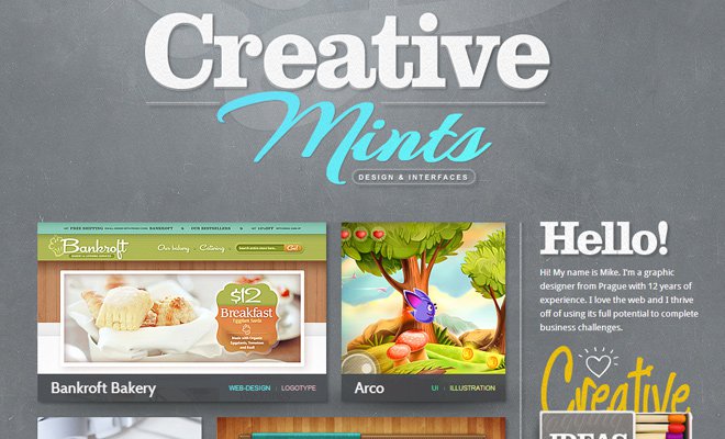 mike creative mints website header design