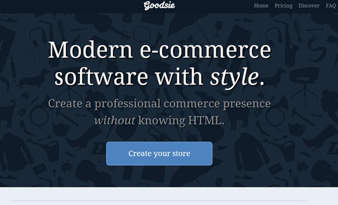 goodsie website header startup layout