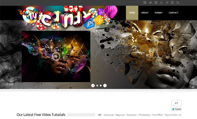 tutcandy tutorial website design header