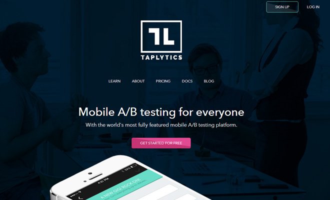 taplytics website layout header design
