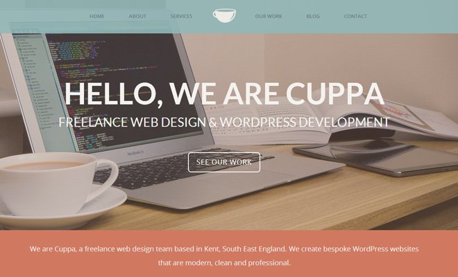 cuppa website header layout design inspiration
